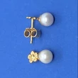 5 mm-es édesvizi tenyésztett gyöngyös, felül virág mintával kombinált, srófos arany fülbevaló