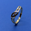 Biecolor hullám vonalas cirkon kővel díszített arany gyűrű