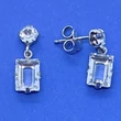 Téglalap alakú csillogó Swarovski kővel díszített lógós ezüst fülbevaló