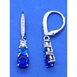 4 karomba foglalt fehér, világoskék és sötétkék cirkon kővel díszített ezüst lógós fülbevaló