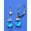 4 karomba foglalt ovális, világoskék cirkon köves ezüst lógós fülbevaló