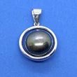 Ezüst sima karikában 8 mm-es tahiti gyönggyel készített ezüst medál