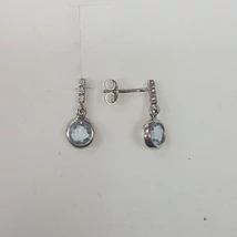 Akvamarin köves fehér arany fülbevaló