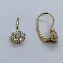 Kerek virág formájú fehér cirkon köves arany fülbevaló