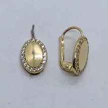 Fehér cirkon köves ovális arany fülbevaló