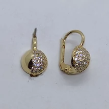 Lencse formájú fele részben fehér cirkon köves arany fülbevaló