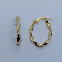 Csavart ovális arany karika fülbevaló