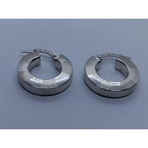 Szögletes széles csiszolt mintás fehér arany karika fülbevaló