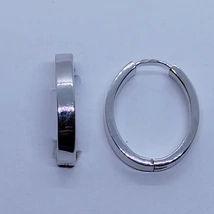 Szögletes széles sima ovális fehér arany karika fülbevaló