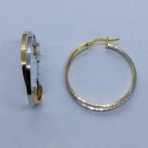 Biecolor szögletes arany karika fülbevaló