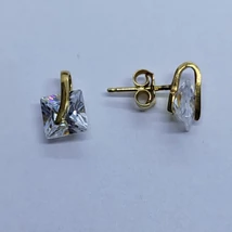 Négyzet alakú csillogó köves arany fülbevaló