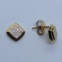 Cirkon köves rombusz forma arany fülbevaló