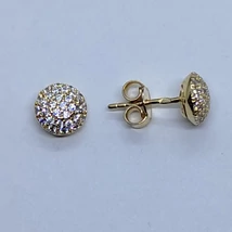 Félgömb alakú corkon köves arany fülbevaló