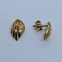 Levél forma áttört mintályú cirkon köves arany fülbevaló