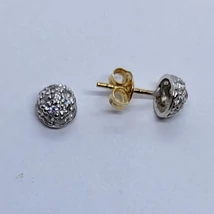 Fehér arany foglalatú félgömb cirkon köves arany fülbevaló