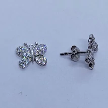 Pillangós csillogós szárnyú cirkon köves fehér arany fülbevaló