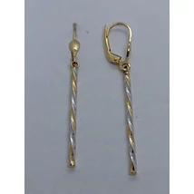 Csavart rúd ródiummal díszített lógós arany fülbevaló