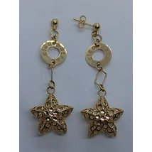 Csillag, rombusz és karika összeállítású rendkívül különleges lógós arany fülbevaló