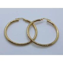 Klasszikus arany karika fülbevaló, melyet szálkásan csiszoltak