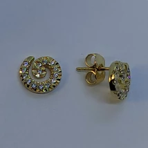 Csiga conalú cirkon kővel díszített arany fülbevaló