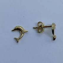 Delfint ábrázoló kő nélküli arany fülbevaló