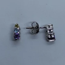 Ametiszt, kéktopáz ée citrin kővel készült fehér arany fülbevaló