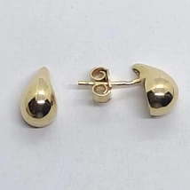 Magas fényű sima elegáns csepp alakú arany srófos fülbevaló