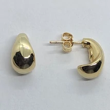 Magas fényű sima elegáns csepp alakú arany srófos fülbevaló