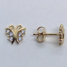 Pillangós csillogós szárnyú cirkon köves srófos arany fülbevaló