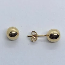 Egyszerű sima fényes gömb alakú arany srófos fülbevaló