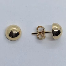 Egyszerű sima fényes félgömb alakú arany srófos fülbevaló