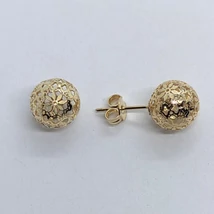 Áttört csipke mintájú gömb alakú srófos arany fülbevaló