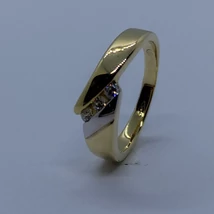 Biecolor kissé aszzimetrikus cirkon köves arany gyűrű