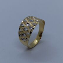 Biecolor rombuszos gyémánt csiszolású kő nélküli arany gyűrű