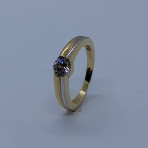 Biecolor dupla gyűrű hatású cirkon köves eljegyzési arany gyűrű