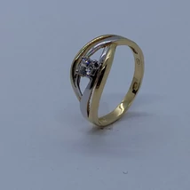 Biecolor hullámos cirkon köves eljegyzési arany gyűrű