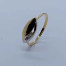 Biecolor csónak formájú cirkon köves arany gyűrű