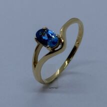 Akvamarin színű köves aszimmetrikus arany gyűrű