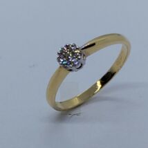 Cirkon kővel díszített virág mintájú szoliter arany gyűrű
