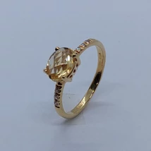 Lap csiszolású arany topáz szoliter eljegyzési arany gyűrű