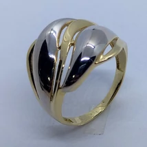 Magas fényű látványos domború, széles fejrészű hullám vonlas arany gyűrű