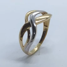 Végtelen jelre emlékezetető fejrészű, bicolor kő nélküli arany gyűrű