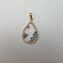 Arany medál, lila és kék kővel