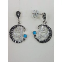 Markazit, türkiz, lógós fülbevaló