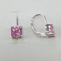 Rózsaszín köves ezüst fülbevaló