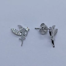 Angyalkás ezüst fülbevaló