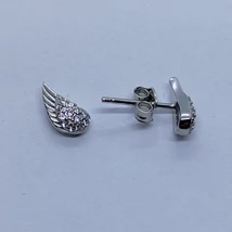 Angyalszárny fehér cirkon köves ezüst fülbevaló