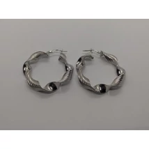 Széles hullámos sima ezüst karika fülbevaló