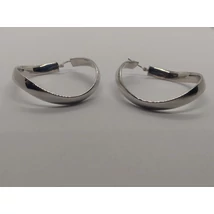 Széles hullámos sima ezüst karika fülbevaló