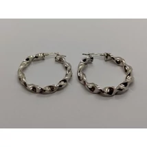 Csavart mintás ezüst karika fülbevaló